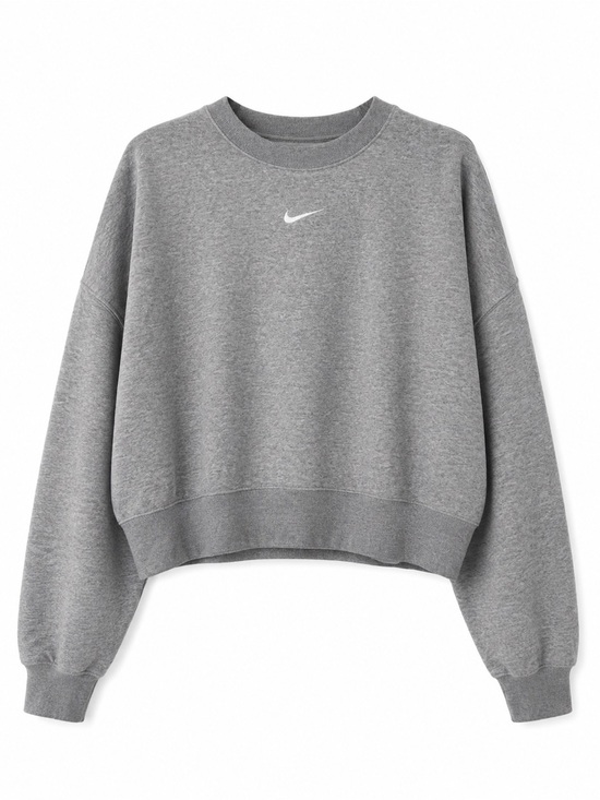 Nike Tops - Nike Women's Gray Cropped Crew Sweatshirt with White Swoosh